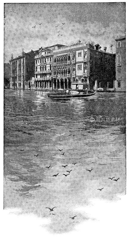 意大利威尼斯大运河上的Ca' d' oro，建于19世纪